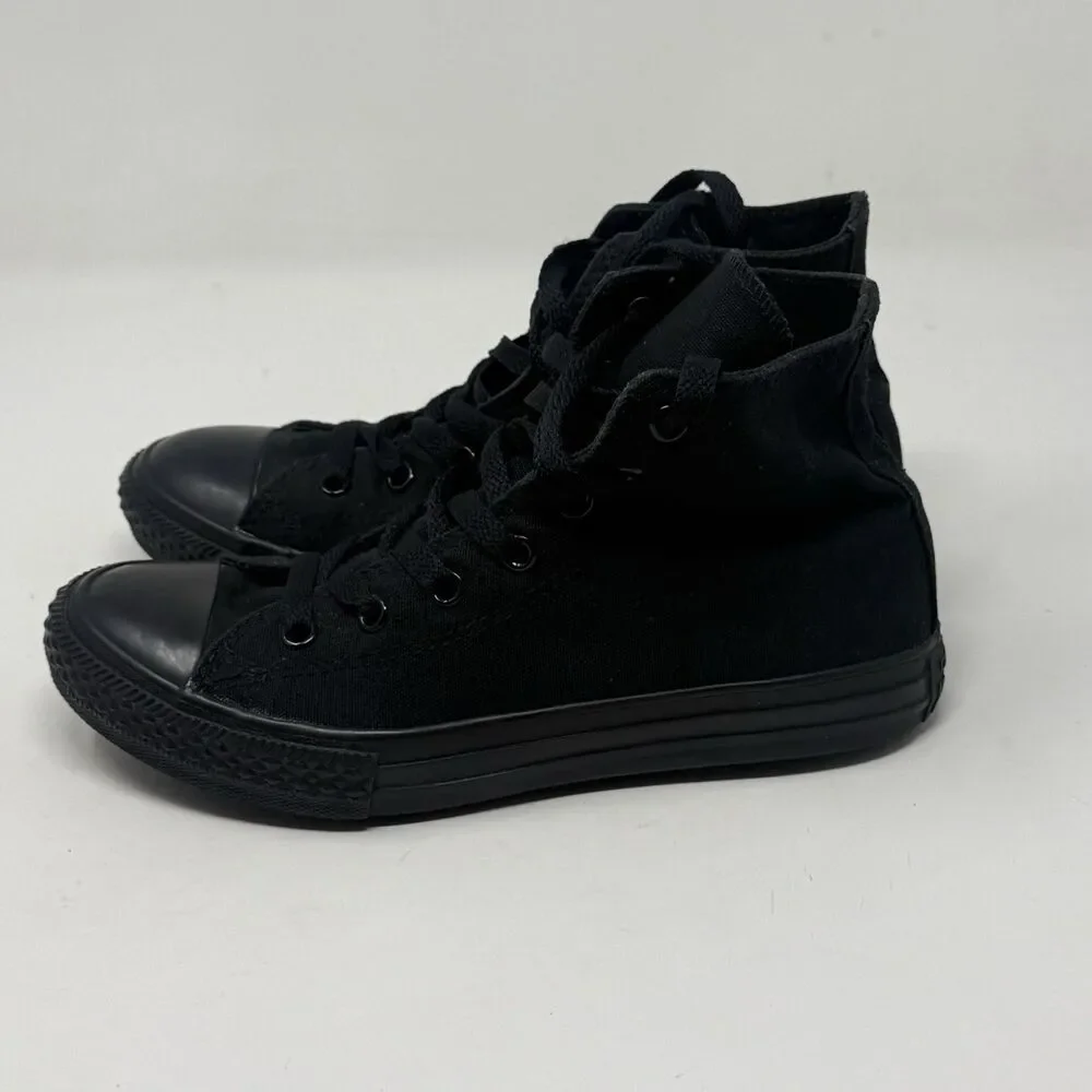Converse All Star High Shoes Youth Girls Boys Size 3 Triple Black Canvas Sneaker